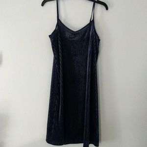Blue Velvet Ribbed Dress